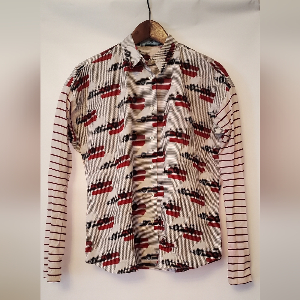 Prada Black and Red Striped Shirt